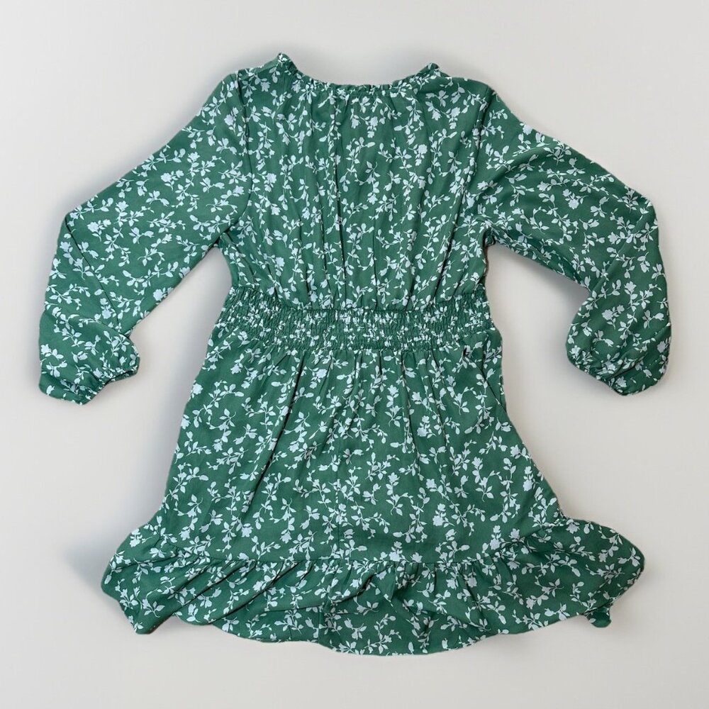 Steve Madden Dress Women’s Size XL Green Floral Print Midi Ruffle Stretch Waist - Picture 6 of 14